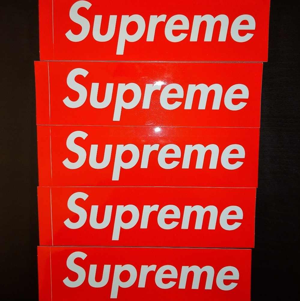 5 classic red box logo stickers